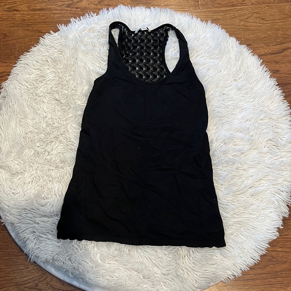 Girls black see through back tank top size xs